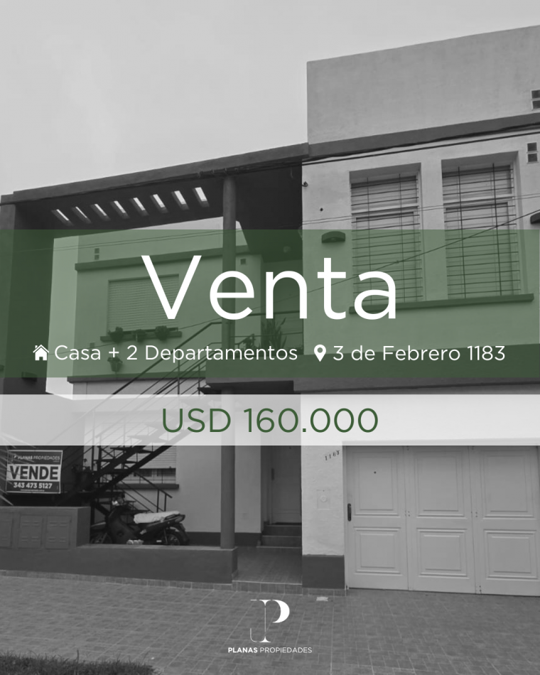 EN VENTA 3X1 - SE VENDEN 3 PROPIEDADES JUNTAS AL VALOR DE 1 - SE VENDE CASA PLANTA BAJA + 2 DEPARTAMENTOS DE UN DORMITORIO - 3 DE FEBRERO Y BROWN