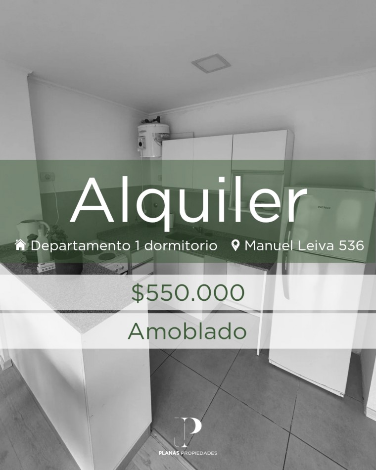 SE ALQUILA DEPARTAMENTO 1 DORMITORIO AMOBLADO - MODERNO Y LUMINOSO