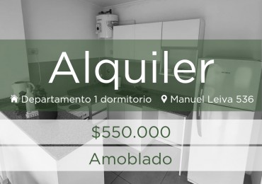 SE ALQUILA DEPARTAMENTO 1 DORMITORIO AMOBLADO - MODERNO Y LUMINOSO